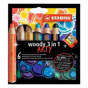 Színes ceruza STABILO Woody 3in1 hengeres vastag 6 darabos Színes ceruza STABILO Woody 3in1 hengeres vastag 6 darabos
