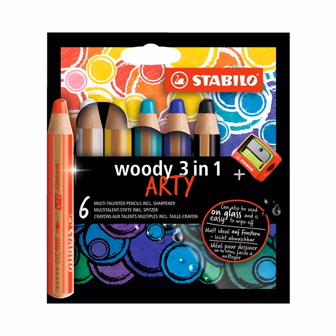Színes ceruza STABILO Woody 3in1 hengeres vastag 6 darabos Színes ceruza STABILO Woody 3in1 hengeres vastag 6 darabos