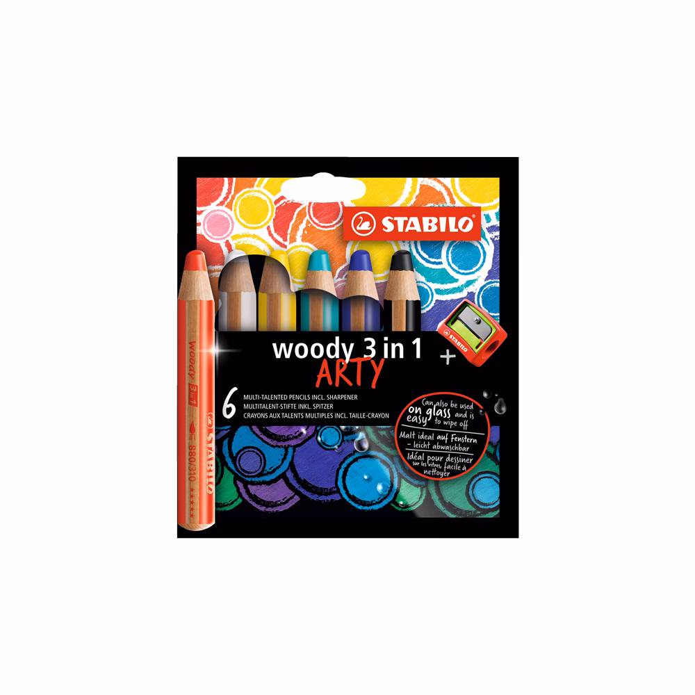 Színes ceruza STABILO Woody 3in1 hengeres vastag 6 darabos Színes ceruza STABILO Woody 3in1 hengeres vastag 6 darabos