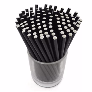 Szívószál papír fekete  6mmx230mm 100 darabos