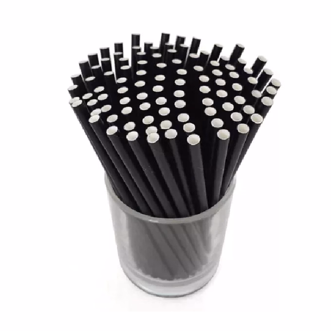 Szívószál papír fekete  6mmx230mm 100 darabos