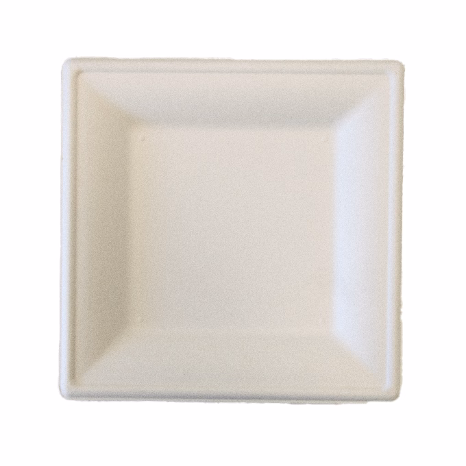 Papírtányér eldobható KOMP szögletes cukornád lebomló 20x20 cm natúr 50 darabos