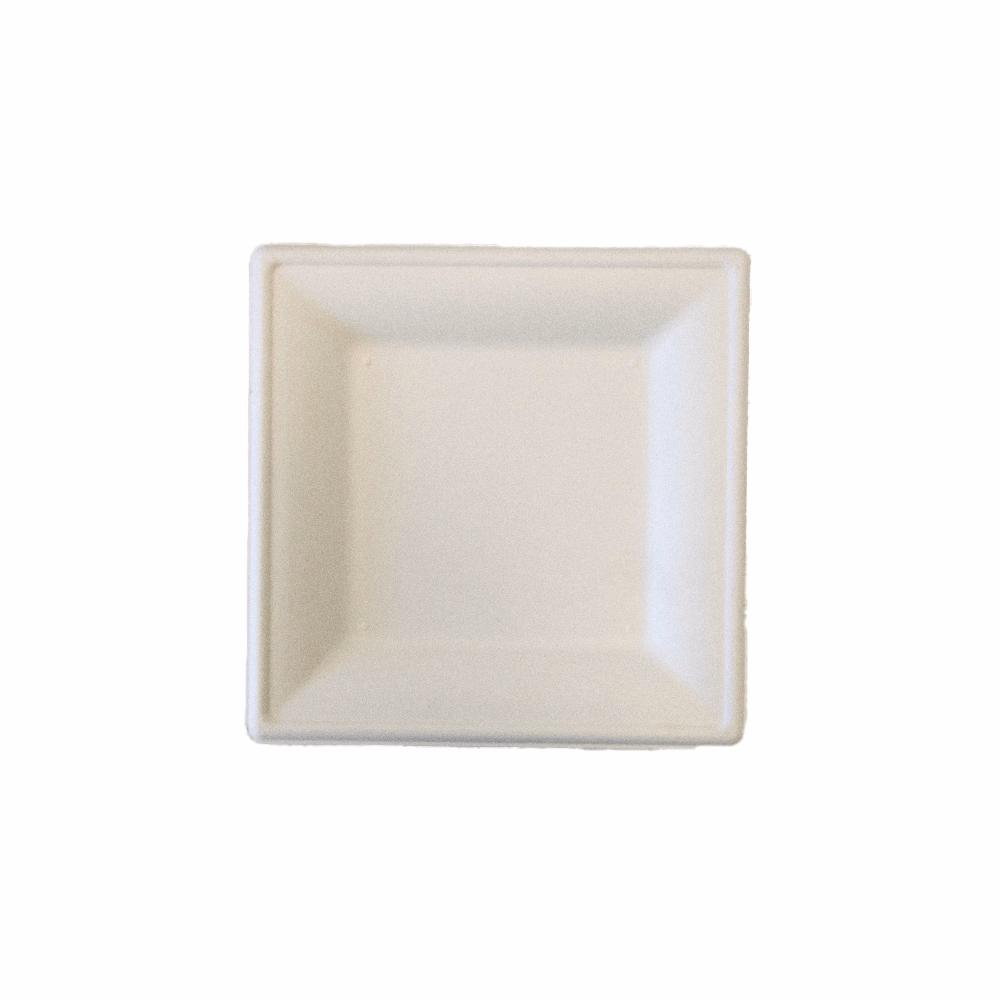 Papírtányér eldobható KOMP szögletes cukornád lebomló 20x20 cm natúr 50 darabos