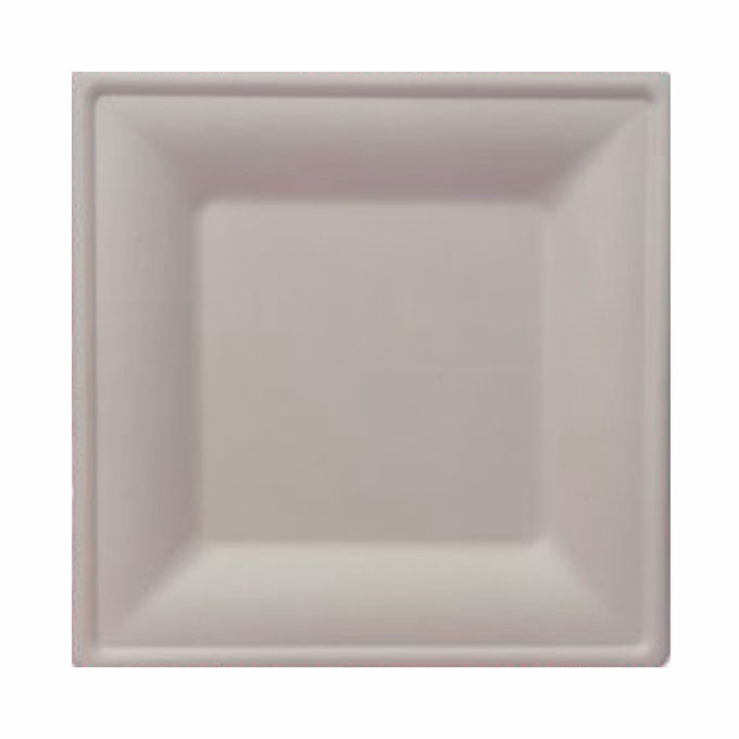 Papírtányér eldobható KOMP szögletes cukornád lebomló 26x26 cm natúr 50 darabos