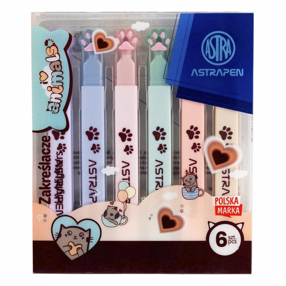 Szövegkiemelő ASTRA PEN Animals mancsokkal 6 színű