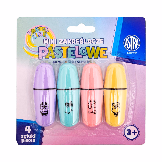 Szövegkiemelő ASTRA mini pasztell 4 szín/bliszter