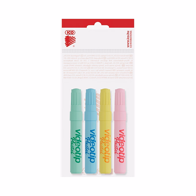 Szövegkiemelő ICO Videotip pasztell 4 szín bliszteres