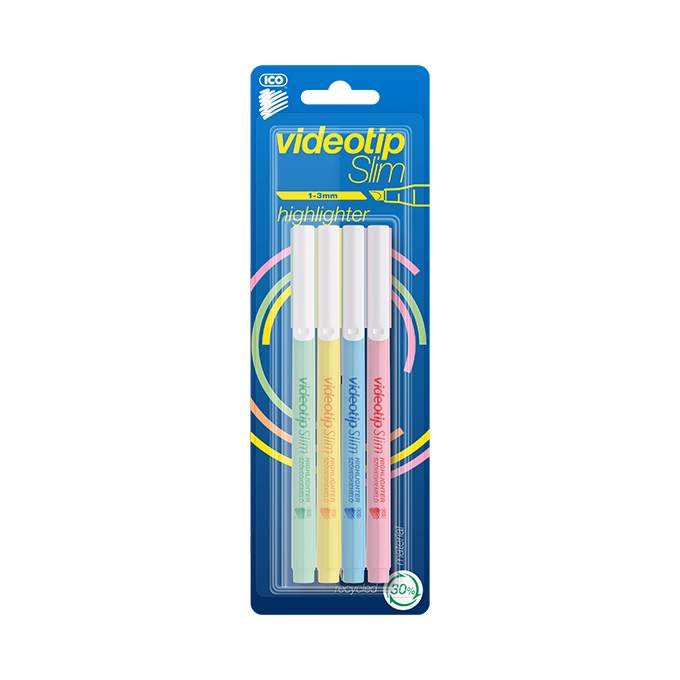 Szövegkiemelő ICO Videotip slim pasztell 4 darabos Szövegkiemelő ICO Videotip slim pasztell 4 darabos