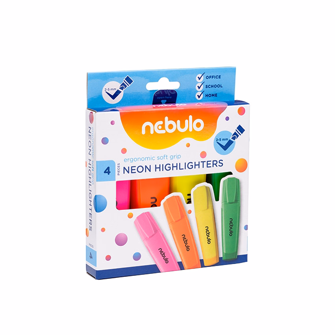 Szövegkiemelő NEBULO neon 4 szín készlet