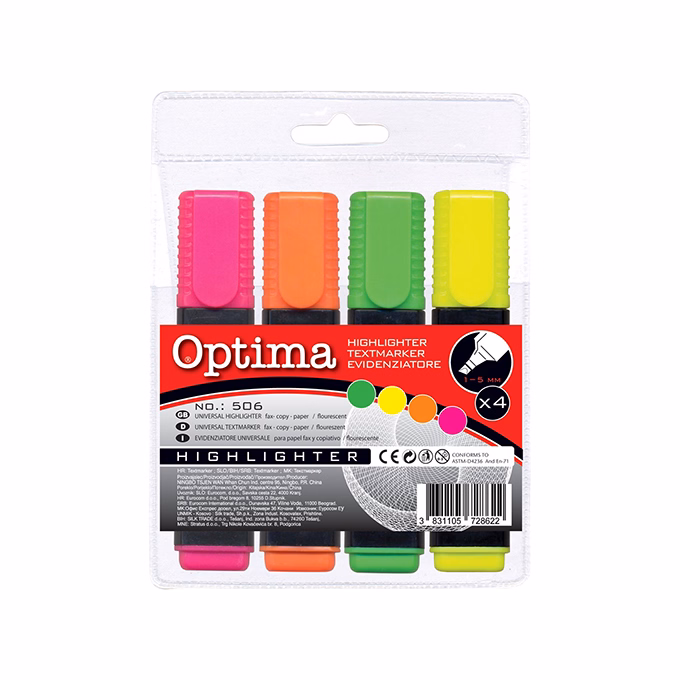 Szövegkiemelő OPTIMA 4 darabos