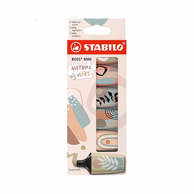 Szövegkiemelő készlet STABILO Boss Mini Naturevibes 6 darabos