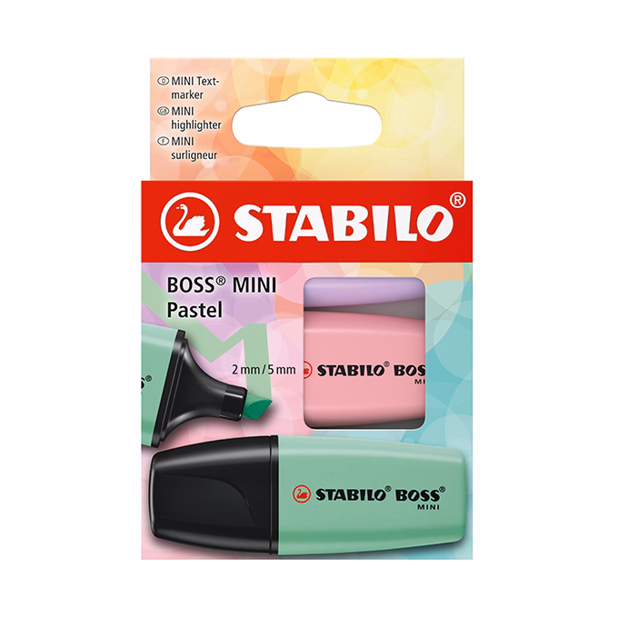 Szövegkiemelő STABILO Boss Mini Pastel 3 darabos