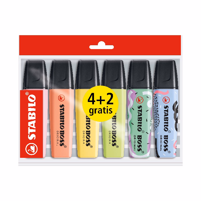 Szövegkiemelő STABILO Boss pasztell 4+2 darabos