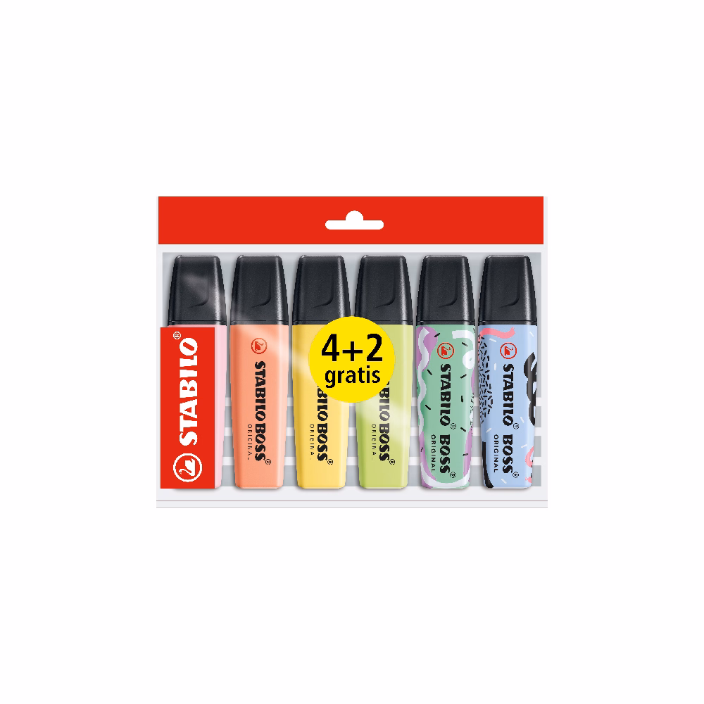 Szövegkiemelő STABILO Boss pasztell 4+2 darabos