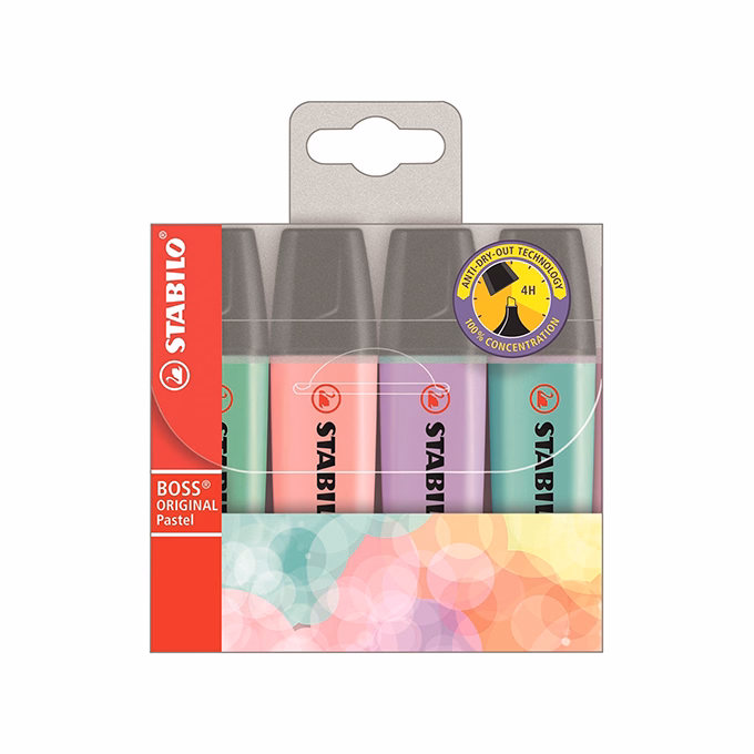 Szövegkiemelő STABILO Boss pasztell 4 darabos