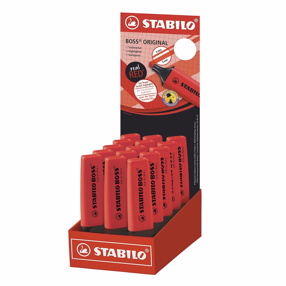 Szövegkiemelő STABILO Original Red Boss Piros 15 darabos