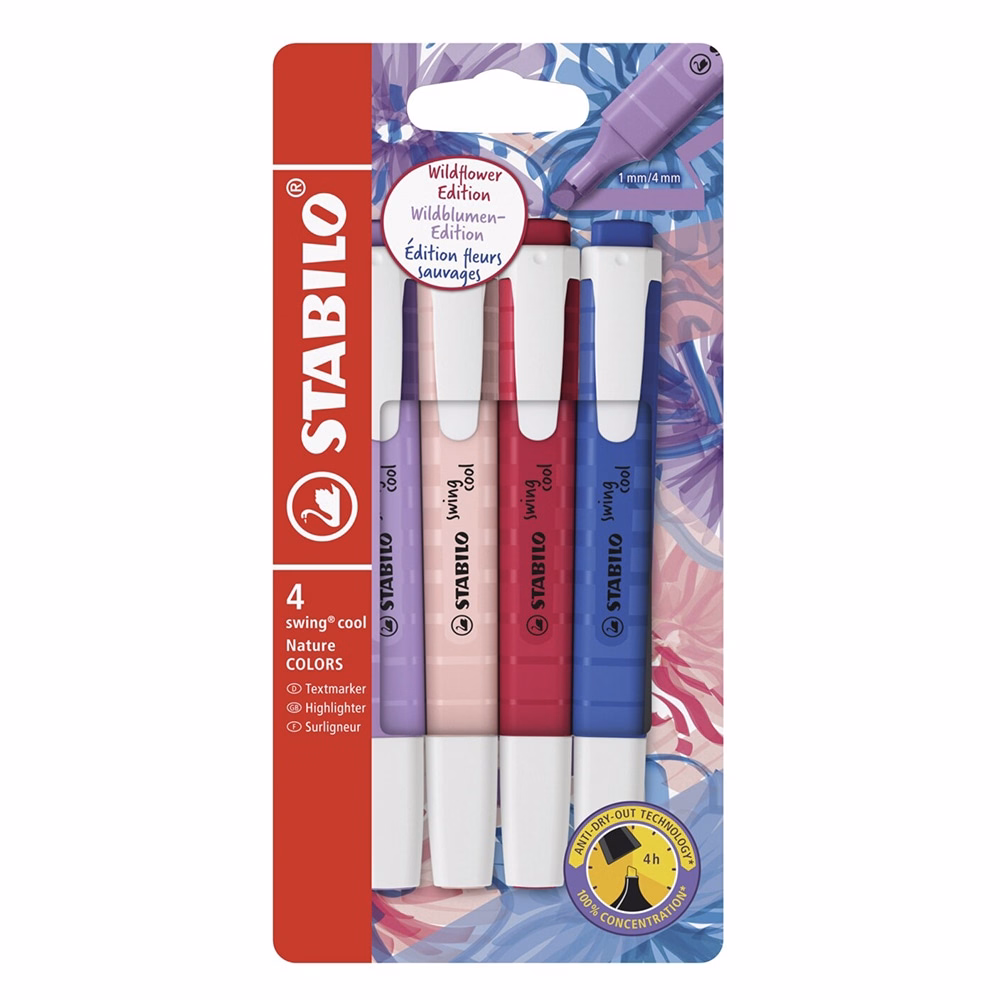 Szövegkiemelő STABILO Swing Cool NatureColors Wildflowers 4 darabos