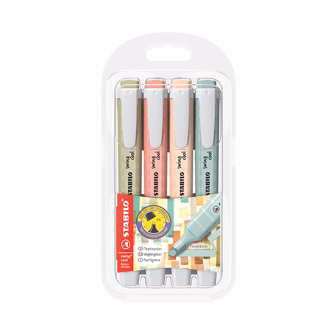 Szövegkiemelő készlet STABILO Swing Cool Naturecolors 4 darabos