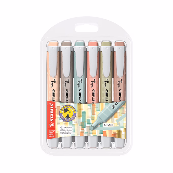 Szövegkiemelő készlet STABILO Swing Cool Naturecolors 6 darabos