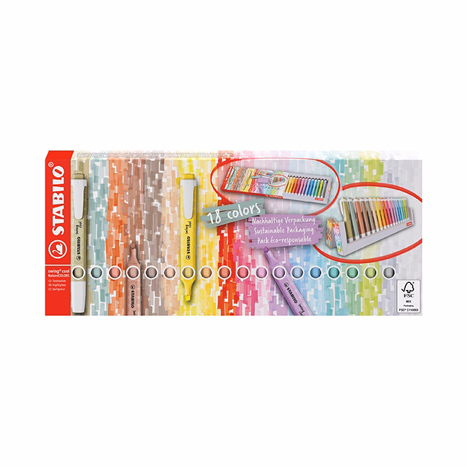Szövegkiemelő STABILO Swing Cool Naturecolors asztali 18 darabos