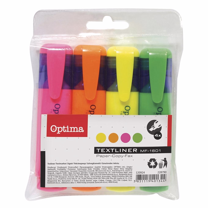 Szövegkiemelő készlet OPTIMA 4 darabos