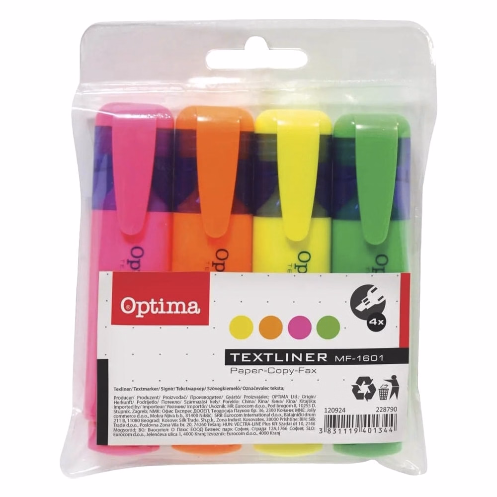 Szövegkiemelő készlet OPTIMA 4 darabos