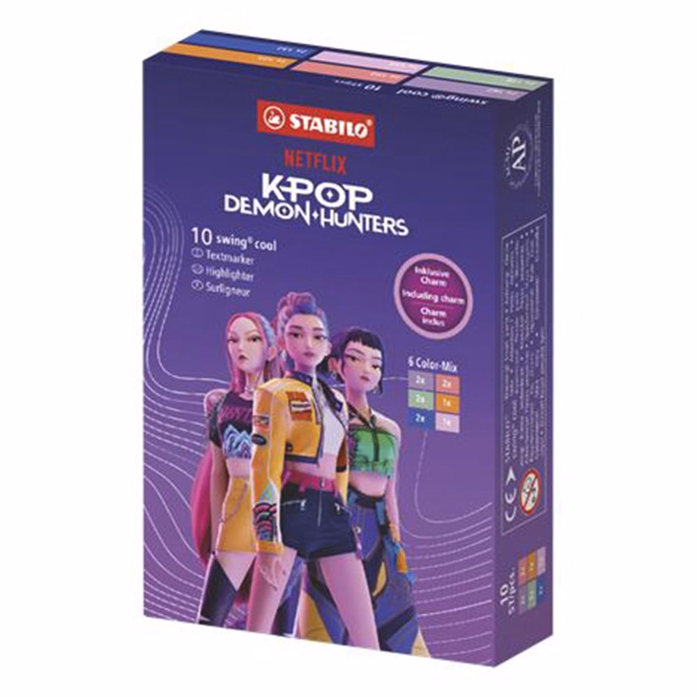 Szövegkiemelő készlet STABILO Swing Cool K-pop Huntrix 10 darabos
