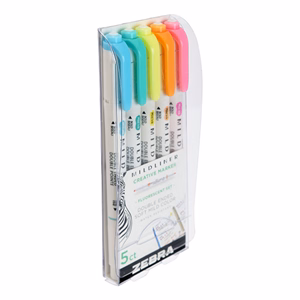 Szövegkiemelő készlet kétvégű ZEBRA Mildliner fluorescent 1,4-4,0 mm 5 darabos