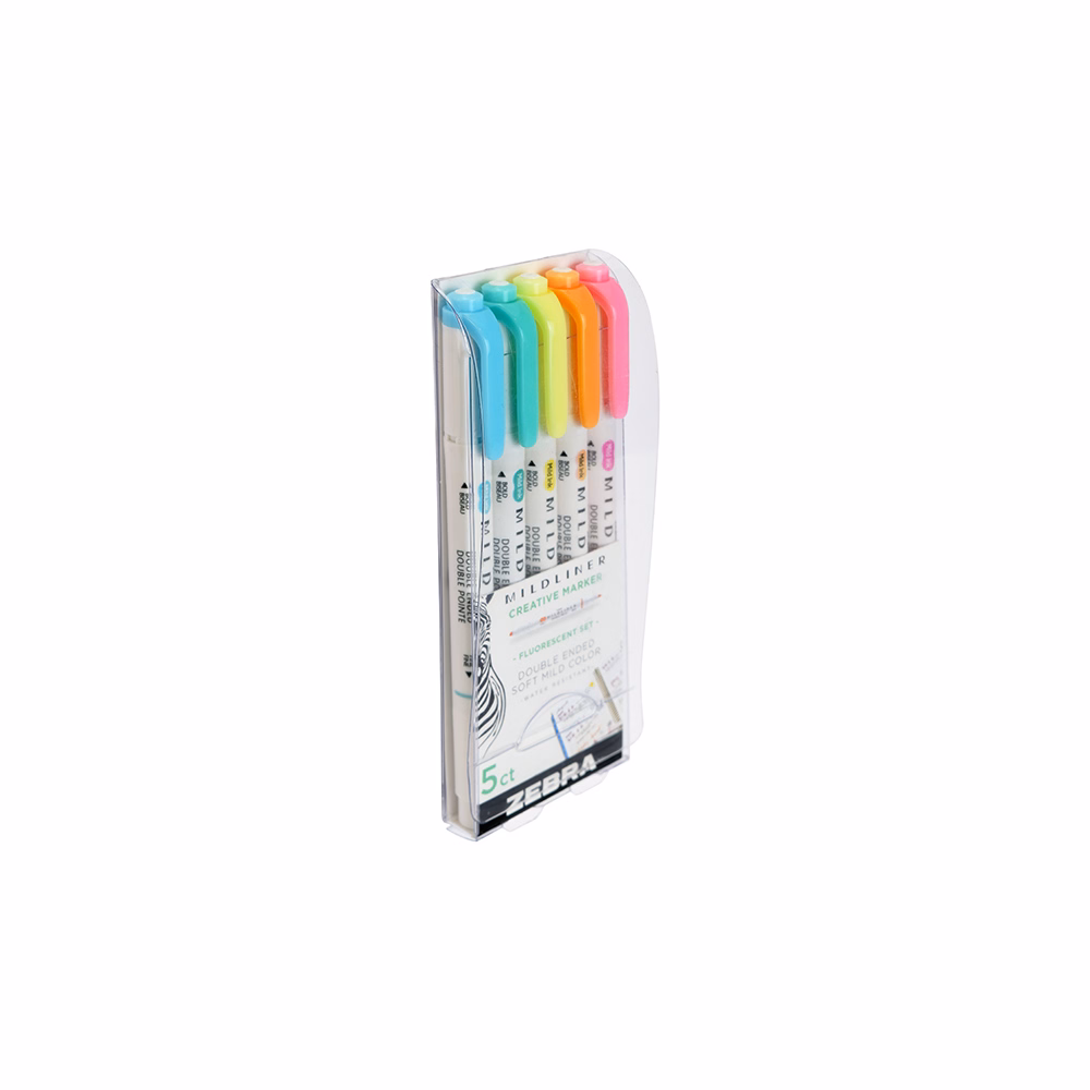 Szövegkiemelő készlet kétvégű ZEBRA Mildliner fluorescent 1,4-4,0 mm 5 darabos