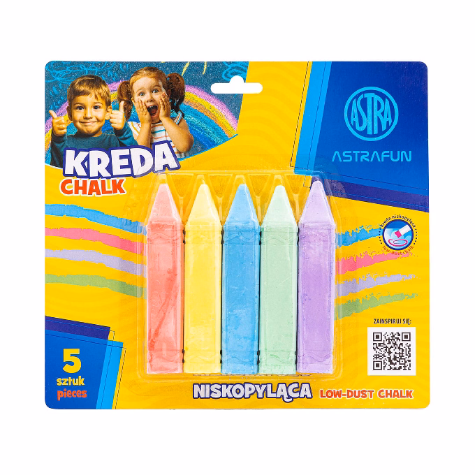 Táblakréta ASTRA FUN jumbo szögletes hegyezett 5 szín/bliszter