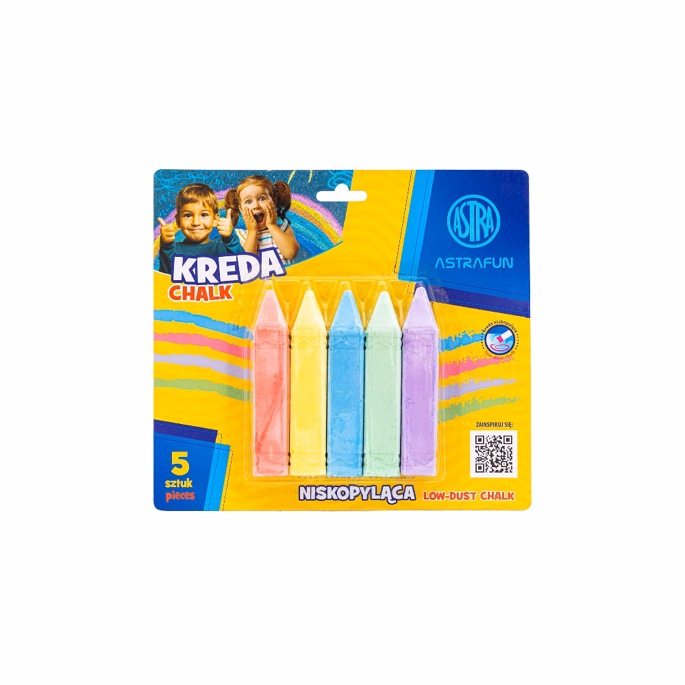 Táblakréta ASTRA FUN jumbo szögletes hegyezett 5 szín/bliszter