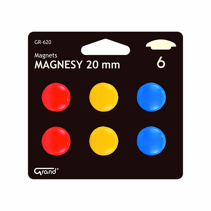 Táblamágnes GRAND 20mm 6 darabos vegyes színű