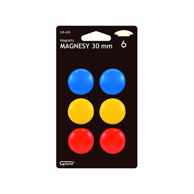 Táblamágnes GRAND 30mm 6 darabos vegyes színű Táblamágnes GRAND 30mm 6 darabos vegyes színű