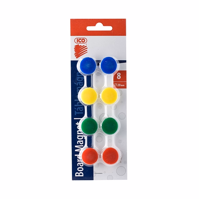 Táblamágnes ICO színes 20mm 8 darabos