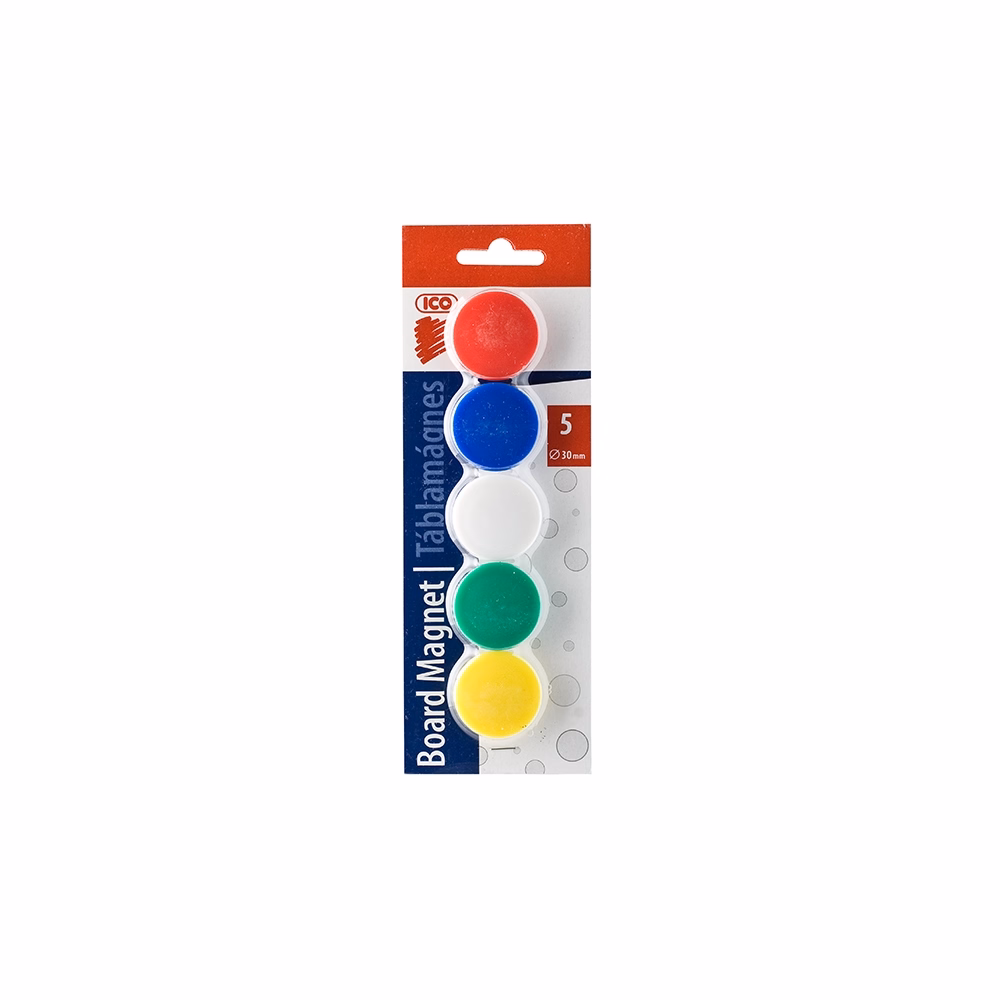 Táblamágnes ICO színes 30mm 5 darabos