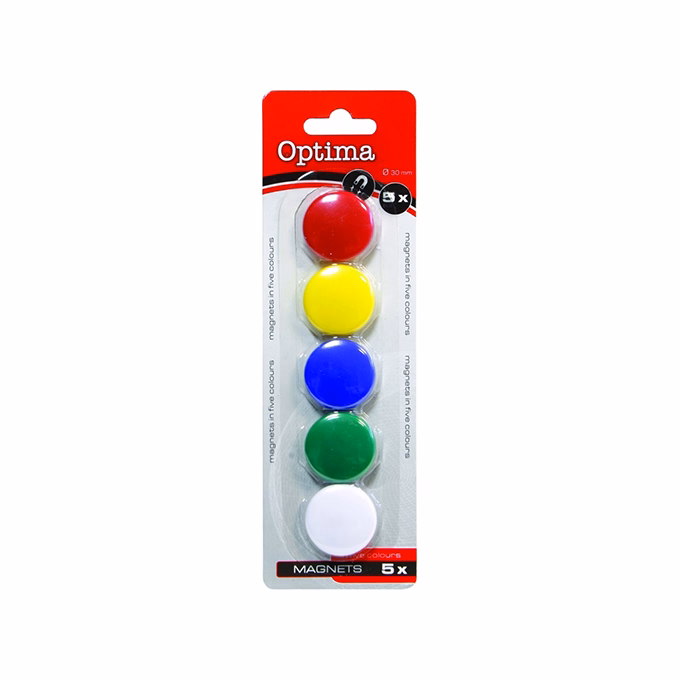 Táblamágnes OPTIMA 25mm 5 darabos vegyes színű