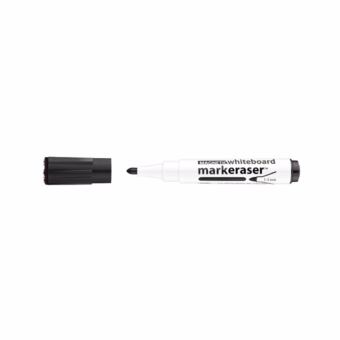 Táblamarker ICO Markeraser mágneses kupakkal törlővel fekete 1-3mm