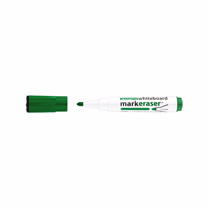 Táblamarker ICO Markeraser mágneses kupakkal törlővel zöld 1-3mm