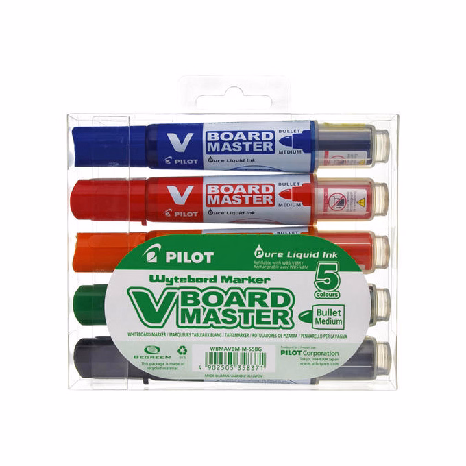 Táblamarker PILOT V-Board Master Medium BeGreen kerek 5 db-s készlet