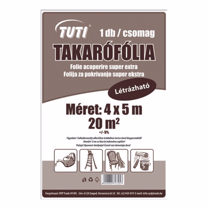 Takarófólia TUTI extra létrázható 4x5m 20 m2/csomag