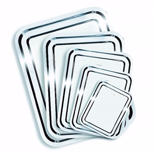 Tálca szögletes rozsdamentes acél krómozott 25 x 21 cm