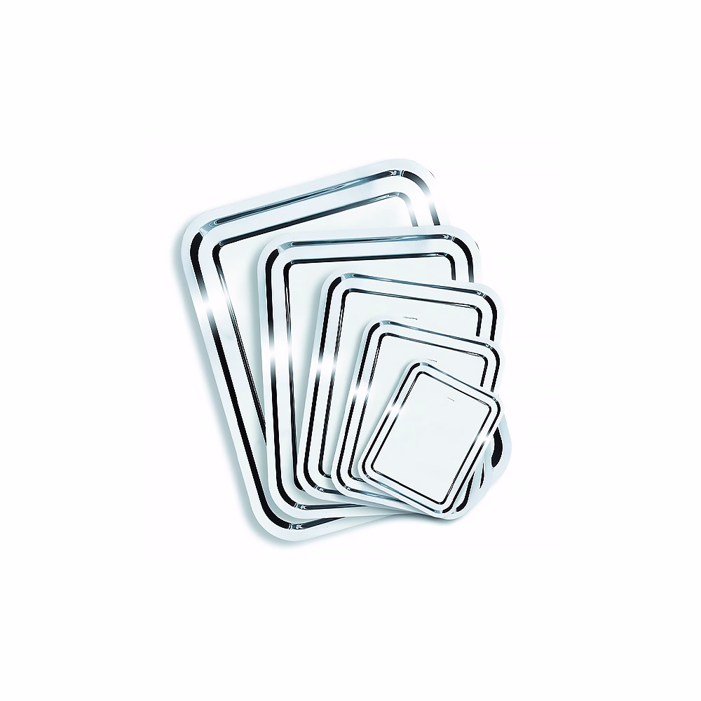 Tálca szögletes rozsdamentes acél krómozott 25 x 21 cm