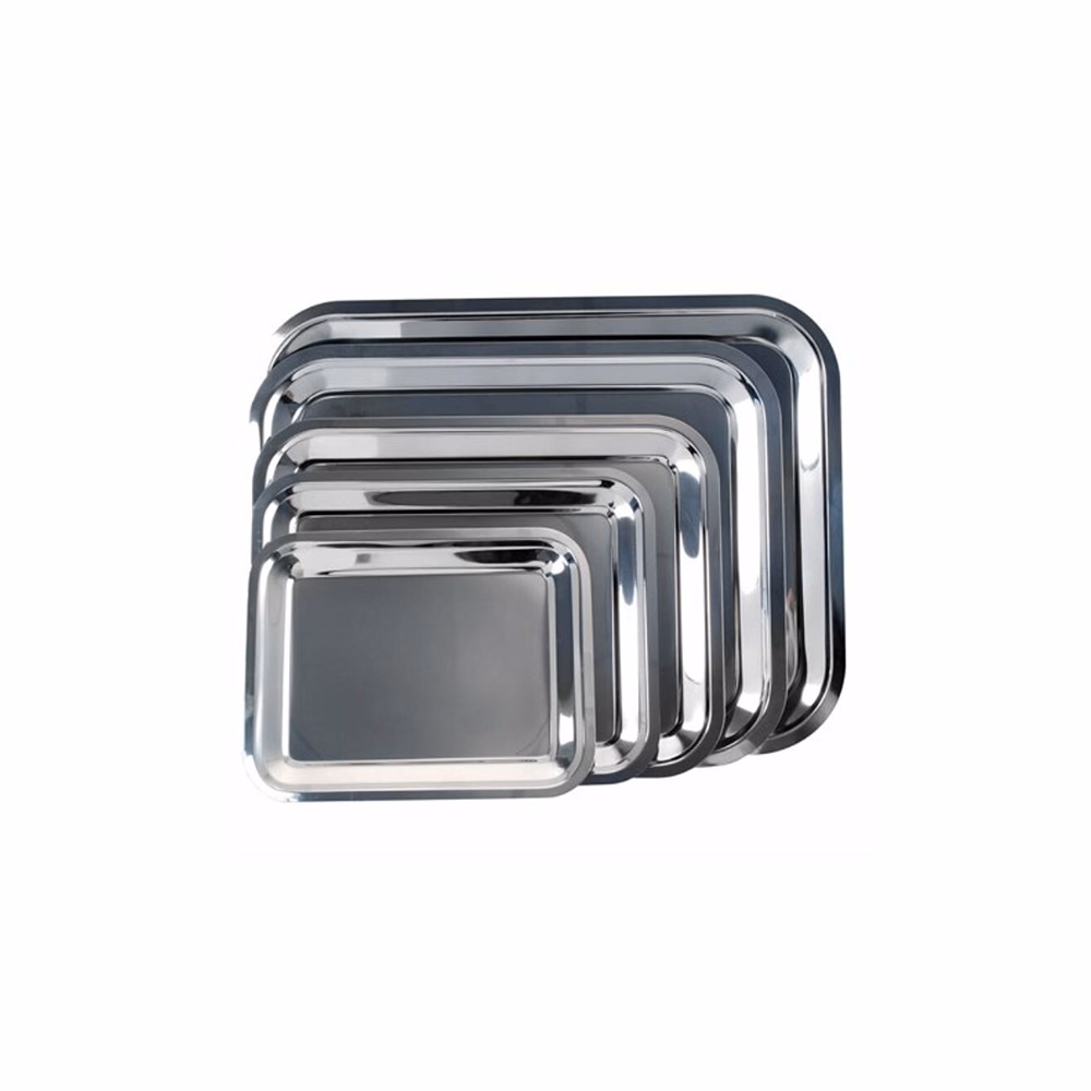 Tálca szögletes rozsdamentes acél krómozott 35 x 28 cm