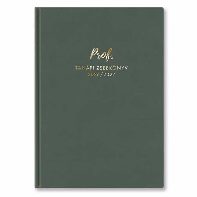 Tanári zsebkönyv TOPTIMER Prof PU műbőrborító A/5 heti 145x205 mm Sötét oliva 2026-2027