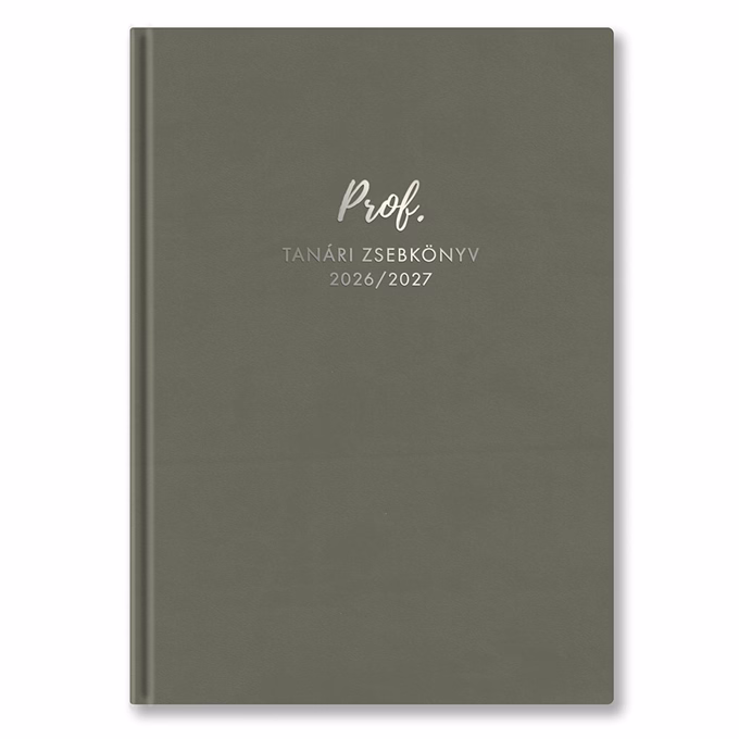 Tanári zsebkönyv TOPTIMER Prof PU műbőrborító A/5 heti 145x205 mm Szürke 2026-2027
