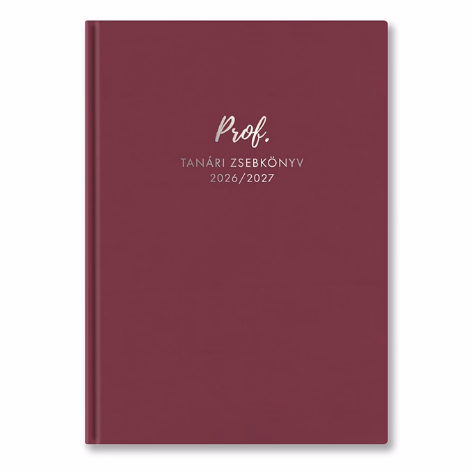 Tanári zsebkönyv TOPTIMER Prof PU műbőrborító A/5 heti 150x210 mm Málna 2026-2027