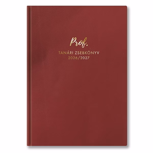 Tanári zsebkönyv TOPTIMER Prof PVC műbőrborító A/5 heti 145x205 mm Bordó 2026-2027