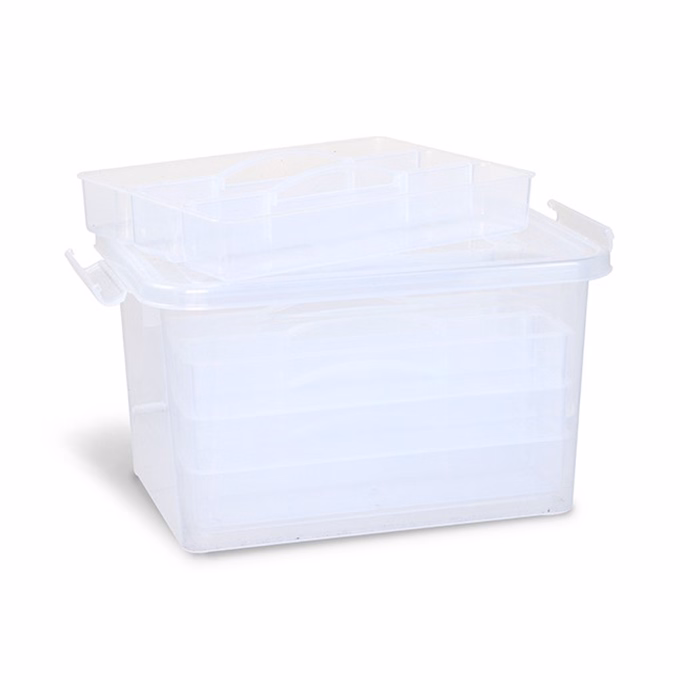 Tárolódoboz PRIMO 25,5x17x14,5 cm műanyag 4 db elválasztó tálcával