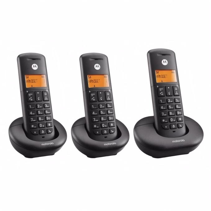 Telefon MOTOROLA E203 asztali vezeték nélküli 3 kézibeszélő fekete