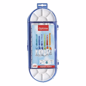 Tempera OPTIMA 10 ml színes színkeverő palettával 10 darabos